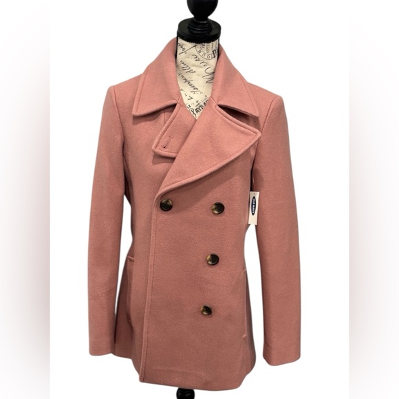NWT Elegant Old Navy Pink Double-Breasted Women's Coat - Picture 2 of 8